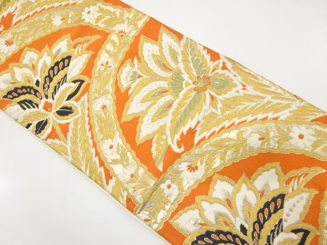 JAPANESE KIMONO / ANTIQUE FUKURO OBI / SILK / WOVEN FLORAL SARASA
